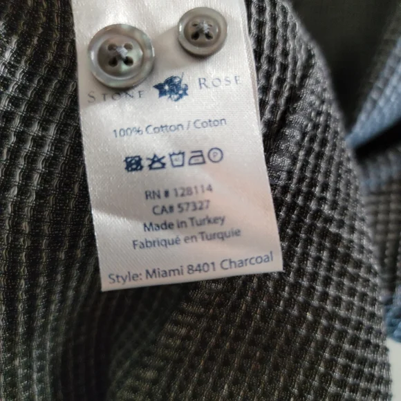 Stone Rose men's XXL 100% cotton waffle knit long sleeve shirt charcoal - Picture 6 of 7